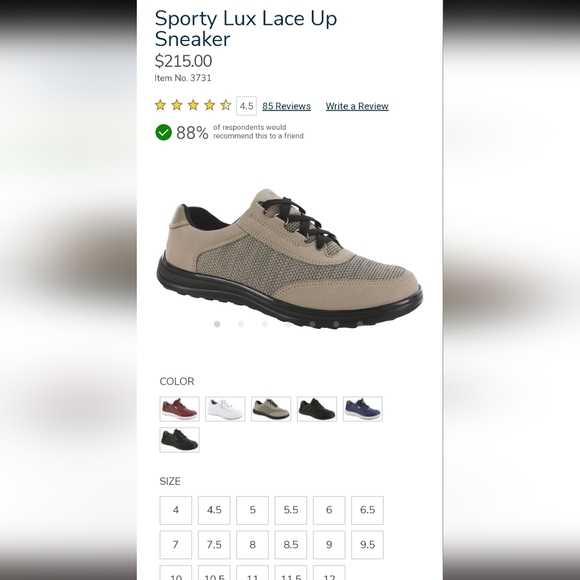 NWOT SAS Sporty Lux Taupe Stone sz 7 Shoe - Picture 2 of 8